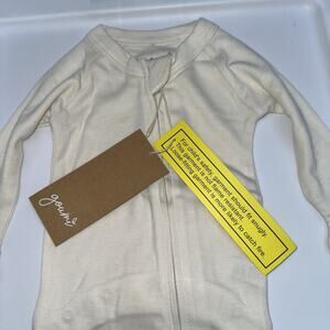 Goumi Kids Baby Footie Size 12-18 Months 23-26 Lbs Beige Zippy Jumpsuit Bamboo